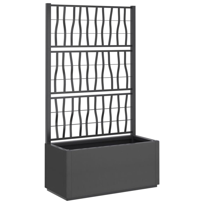 Jardinière rectangulaire Hisashi avec treillis intégré , Gris foncé