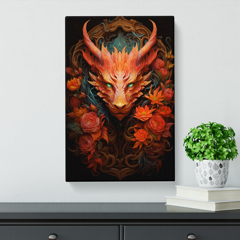Dragon Baroque Art - Wrapped Canvas, 76cm H x 50cm W x 3cm D
