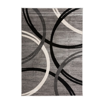 Devonshire Abstract Gray/Black/Ivory Area Rug