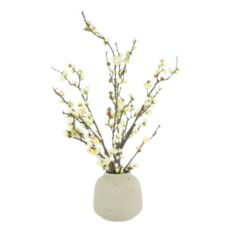 Cherry Blossom Stems in Fiberstone Pot, Light Gray