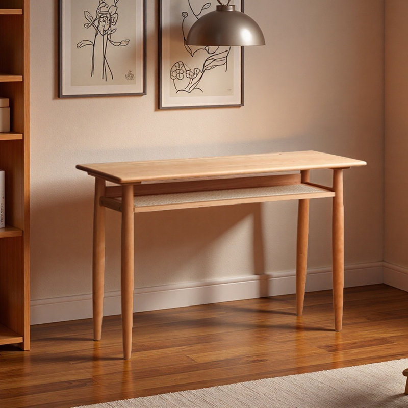 Bureau durable en cerisier et en rotin de petite taille, H 29,52 po x l 51,18 po x P 15,74 po