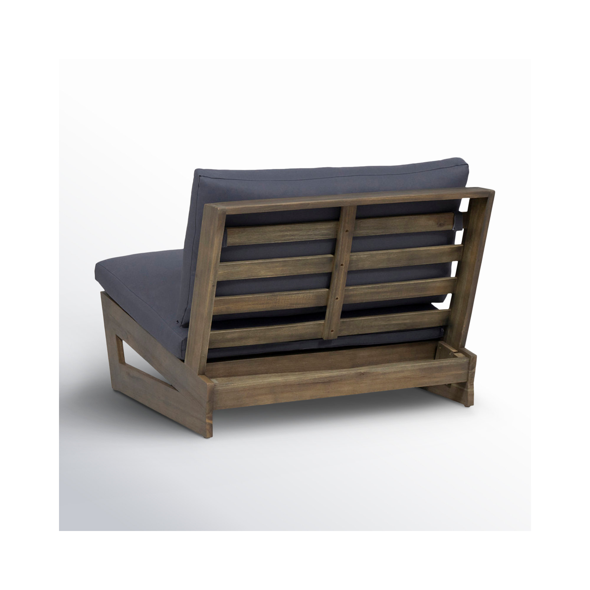 Louise Acacia Outdoor Armless Lounge Chair, Gray Frame/Dark Gray Cushion