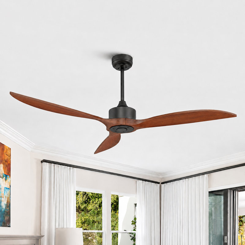 65" High-Airflow 7500CFM Solid Wood Large Ceiling Fan Remote Control No Light, 6-Speed, Reversible Airflow Silent DC Motor, 3CCT Dimmable