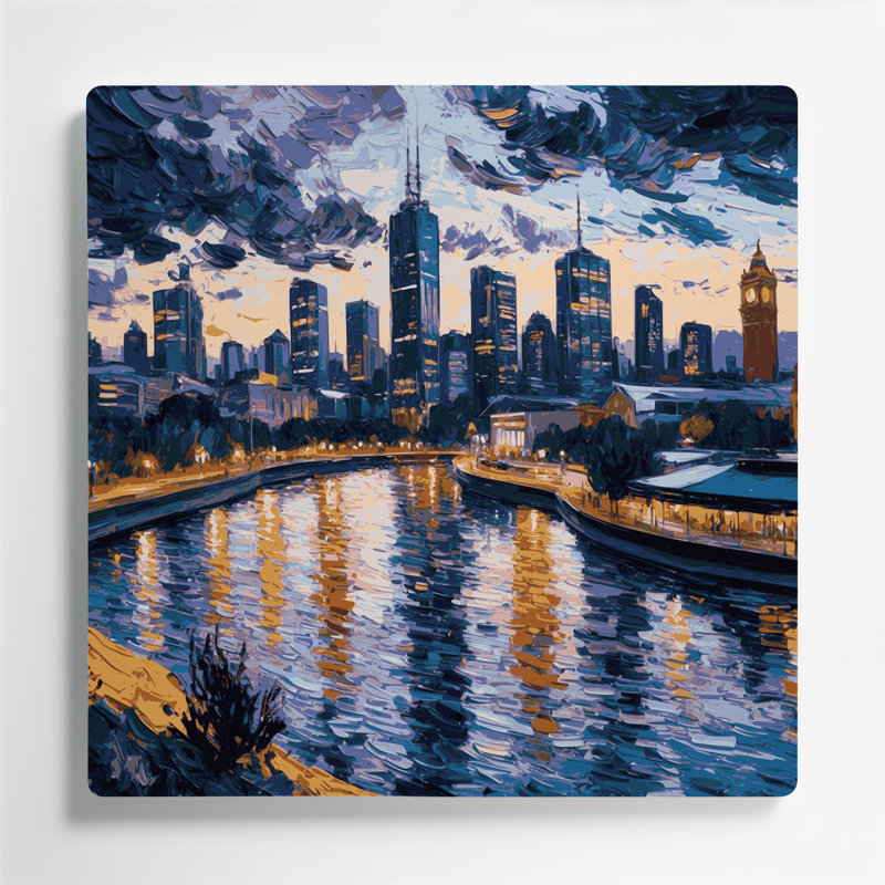 Art mural gris en villes avec villes en Australie, H 12 po x l 12 po