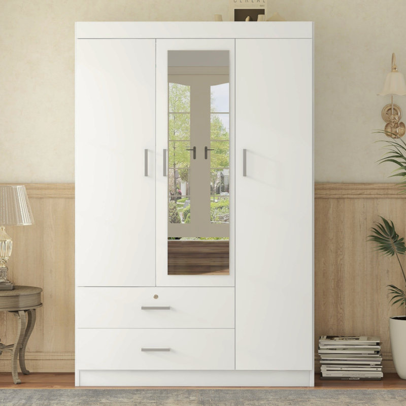 Armoire à miroir avec tablettes, Blanc