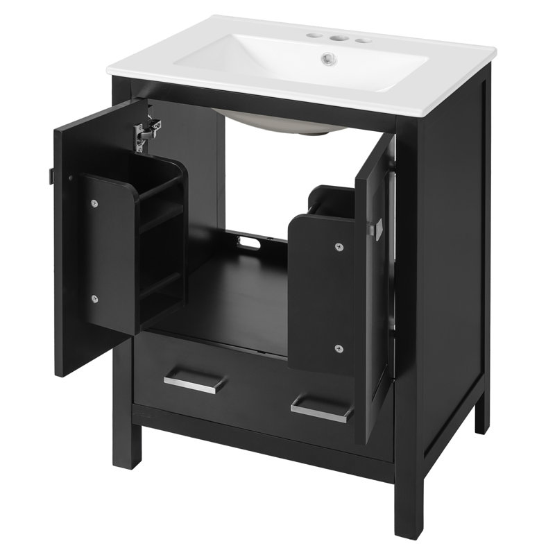 Meuble-lavabo compact transitionnel en bois massif compact