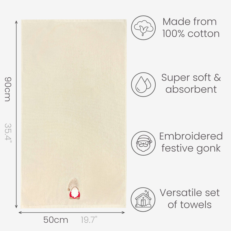 Helenville Gonk Christmas Hand Towels, Beige