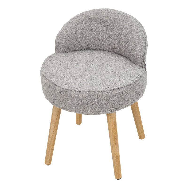 Solid Wood Accent Stool, Grey, Teddy