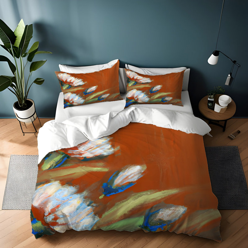 Floral Duvet Cover, Queen Duvet Cover + 2 Queen Shams