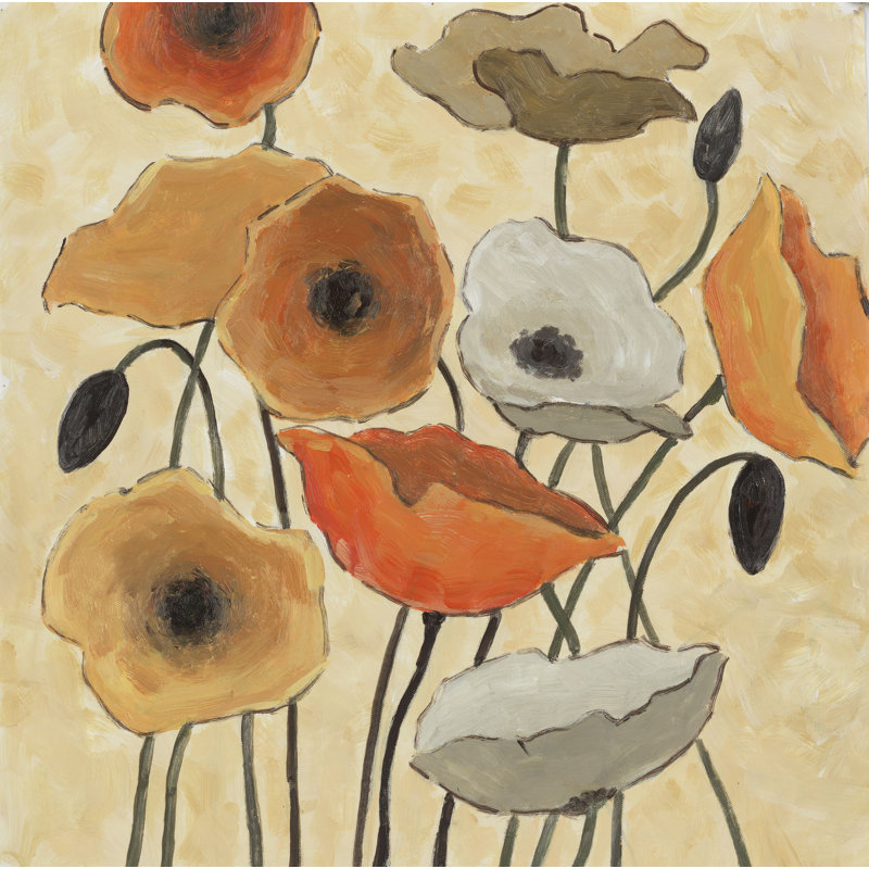 Orange Flowers - Painting Print, Wrapped Canvas, 81cm H x 122cm W