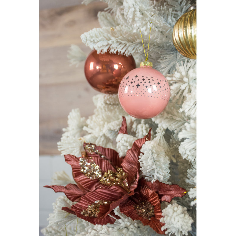 Otwell White Teddy Flocked Artificial Spruce Christmas Tree, 4.92ft H