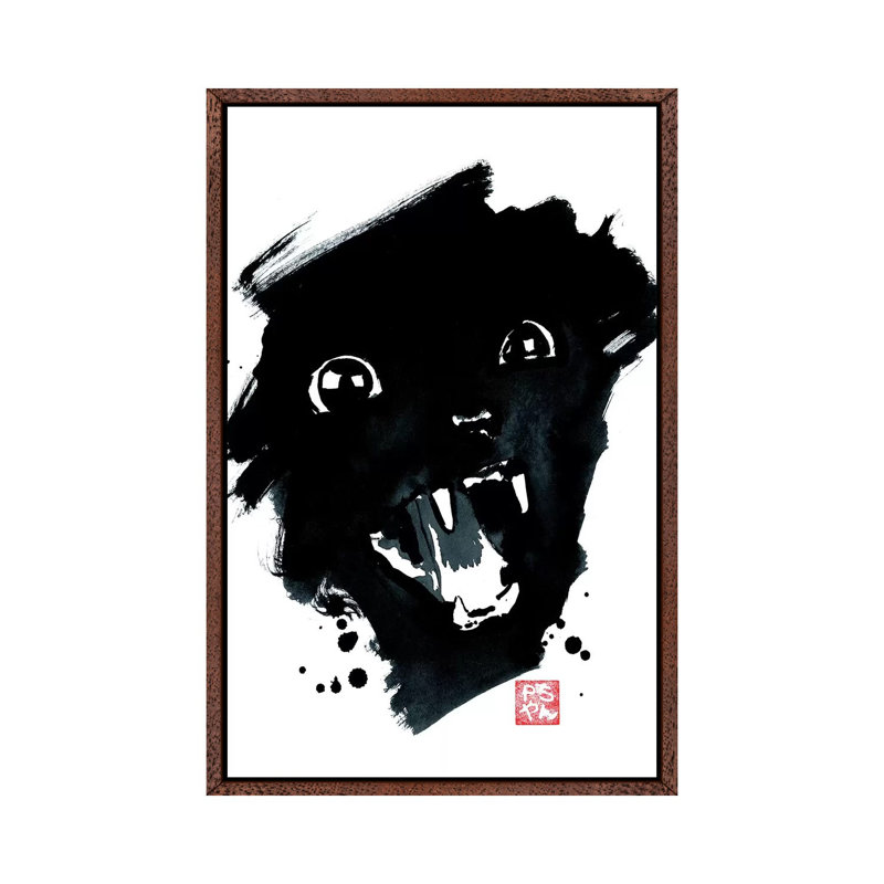 Screaming Cat by Péchane - Print on Canvas, Classic Brown Wood Framed, 101.6 cm H x 66.04 cm W