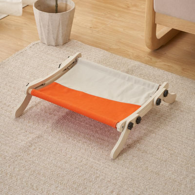 Lit réglable pour fenêtre et hamac pour lit de hamac - Structure en bois robuste, supporte jusqu'à 18 kg - Siège pour chat facile à assembler - gris orange