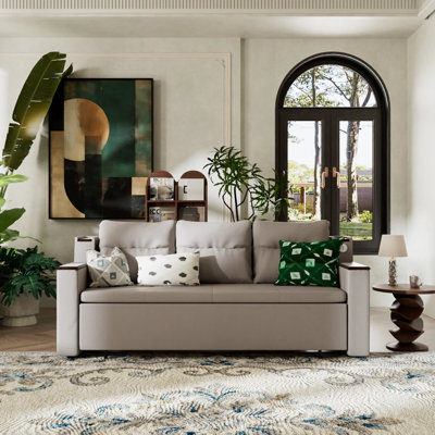 83'' 3-Seater Pull-Out Sleeper Sofa with Storage & USB Port-- Arrtle Furniture
