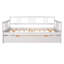 Lit de jour double en bois avec lit gigogne simple, blanc