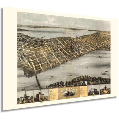 " Vintage 1867 Madison Wisconsin Map "