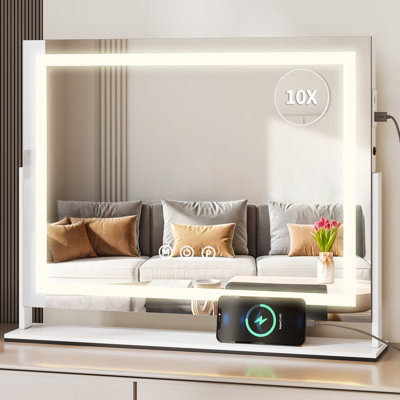 Rushna Dimmable LED Floor Mirror & Metal Rectangle Cosmetic Mirror