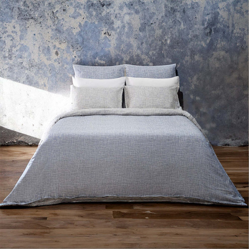 Mosaico Jacquard Duvet Cover, King Duvet Cover, Denim