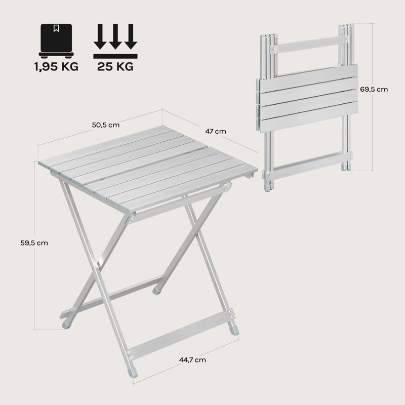 Washingtonville Rectangular Outdoor Camping Table - 50.5 cm W 47 cm D, Grey
