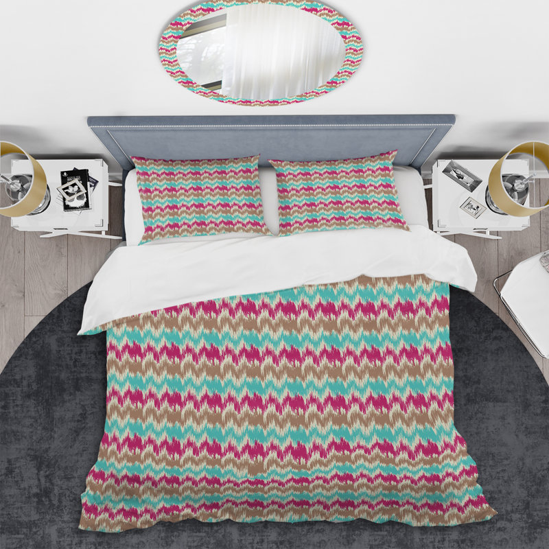 Ensemble de housse de couette à motif violet à rayures transversales, Housse de couette pour grand lit et 2 taies décor