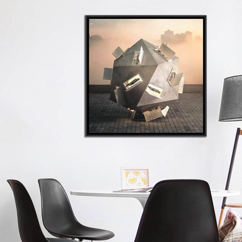 « matinée prizma », impression sur toile, H 37 po x l 37 po x P 1,5 po, Toile avec cadre flottant noir, Pas de tapis