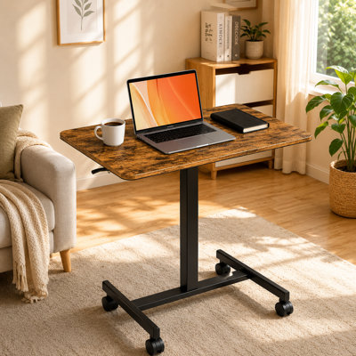 Mobile Standing Desk with Wheels, Small Rolling Desk Adjustable Height