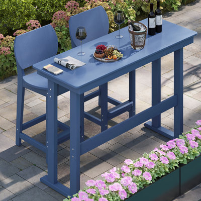 2-person Patio Bar Set Dining Table Poly Balcony Adirondack Bar Chair,HDPE HDPE Outdoor Patio Bar Set All Weather Dining Set, Poolside, Backyard, Gard by Red Barrel Studio