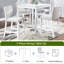 Élégante table de salle à manger à 5 comptoirs en blanc. Table carrée avec décoration en cristal. Bois massif et construction blanche 5 pièces Nuance. Garniture.