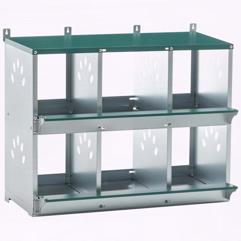 Nichoir pour poulet en acier galvanisé 6 pièces, H 26,38 po x l 32,09 po x P 16,34 po