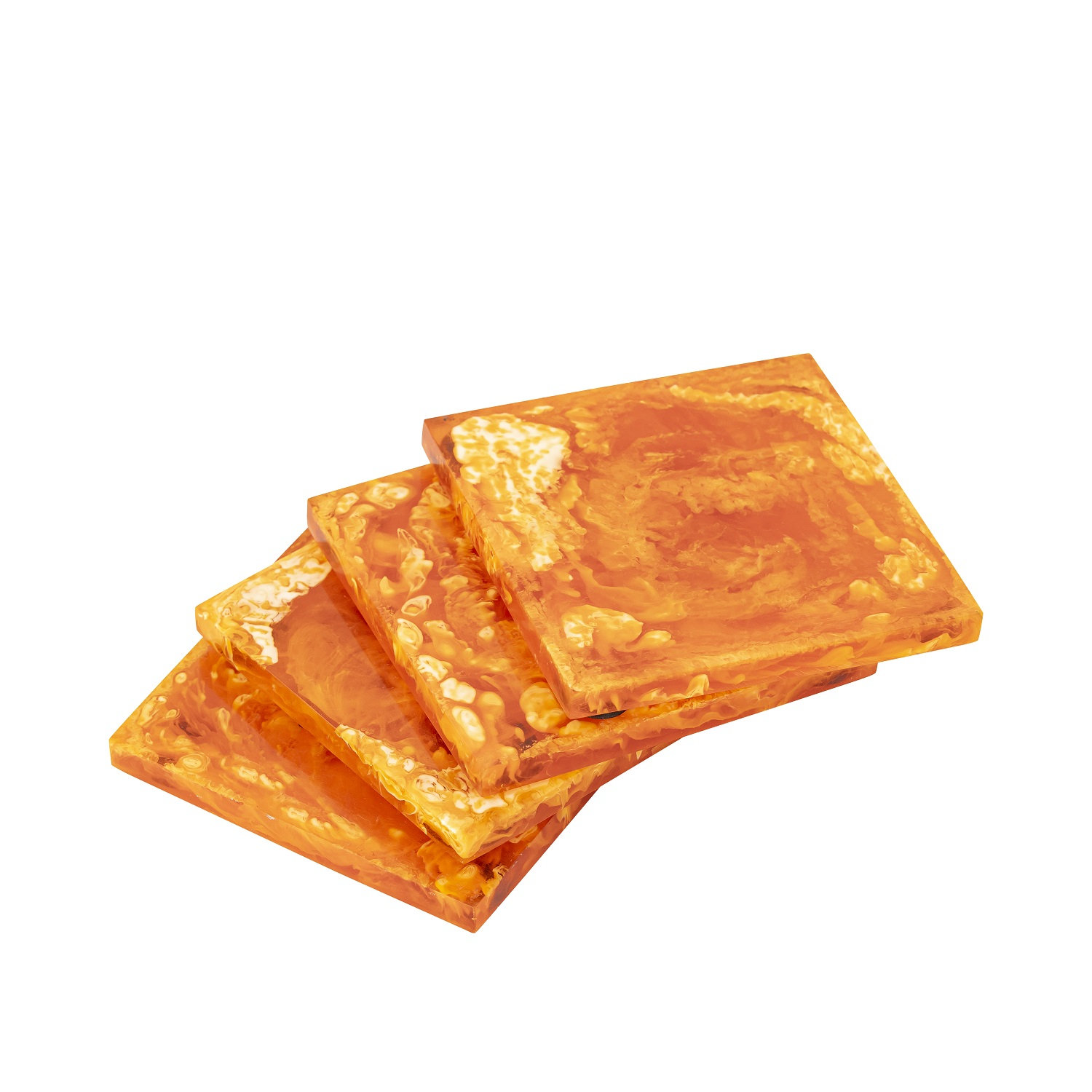 Square Resin Coaster Set, Orange