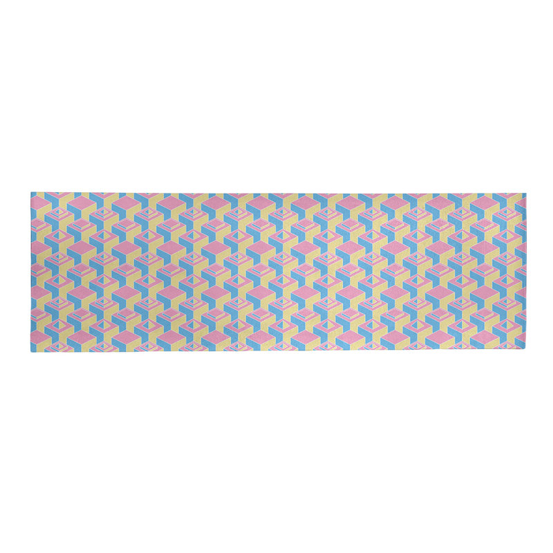 Tapis rose pâle/vert skyscrapers, Tapis de couloir 2 pi 5 po x 8 pi