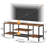 TV Stand With Power Outlets To 55 Inches, TV Console Table With Open Storage Shelves,Rustic Brown + Black