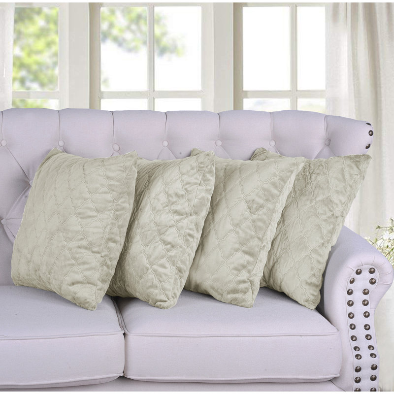 Micro Mink Throw Pillow Covers, Beige