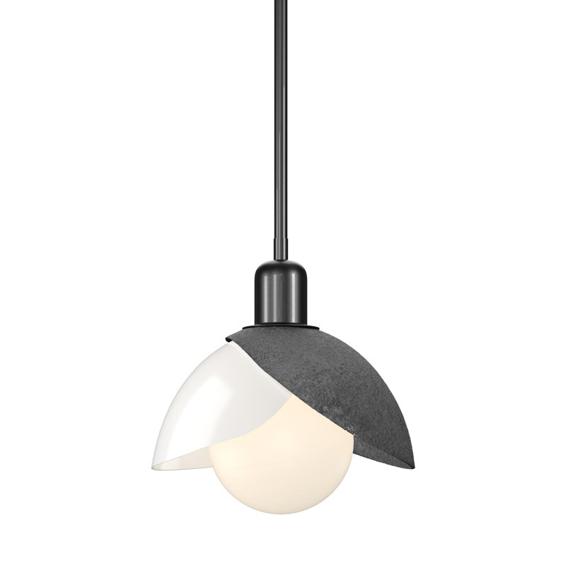 Brooklyn 1 - Light Single Geometric Art Glass Pendant, Oil Rubbed Bronze, Clear Steel