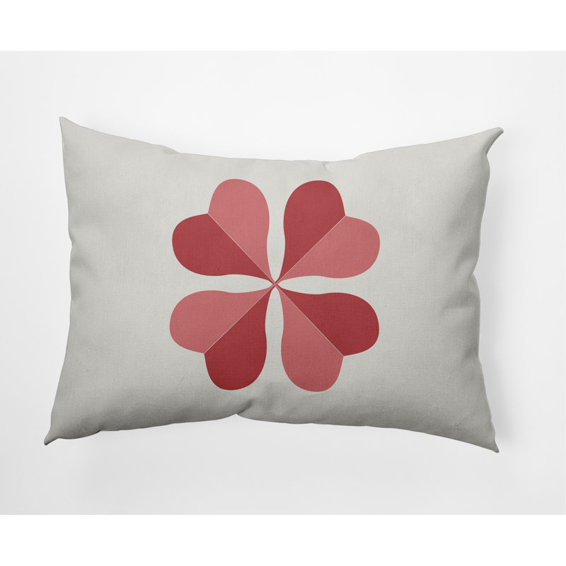 Floral Outdoor Reversible Throw Pillow, Ligonberry Red