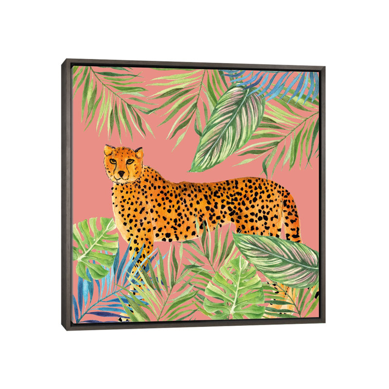 «Tropical Cat II», reproduction d'art murale encadrée, Gris, Reproduction encadrée sans passe-partout, H 18 po x l 18 po