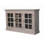 Armoire en bois massif à triple vitrage délavé à la pierre, beige