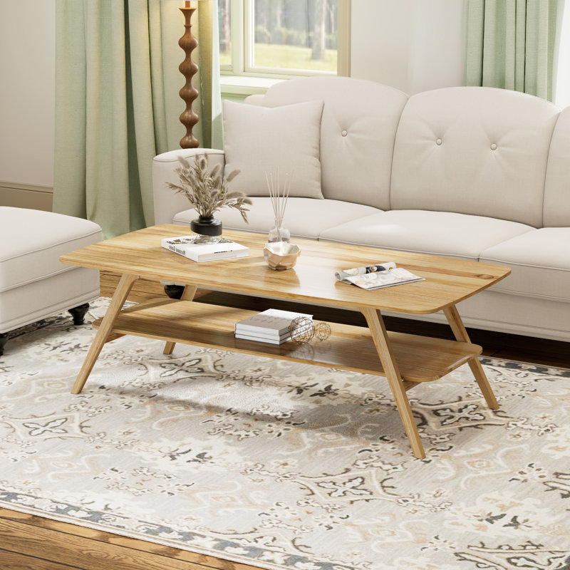 Latisia 41" Wide Solid Wood Coffee Table, Natural