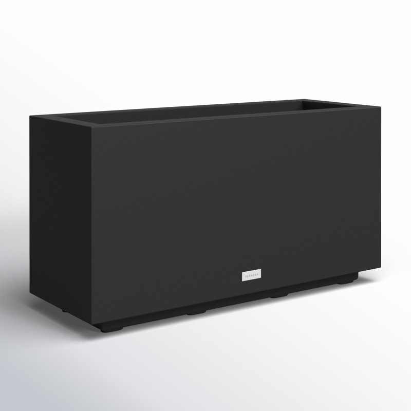 Block Series Long Box Planter, 13.25” H x 24.75” W x 11” D, Black