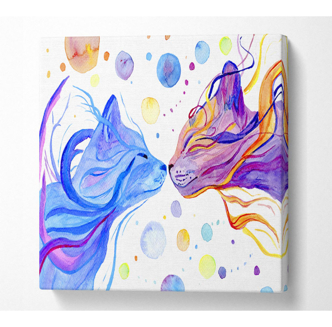 Die Katze Universum Quadrat Leinwand Druck