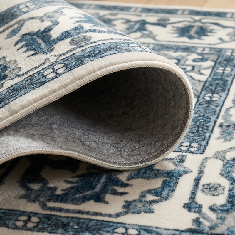 Tapis d'intérieur antidérapant lavable à la machine, Bleu, 8'*10'
