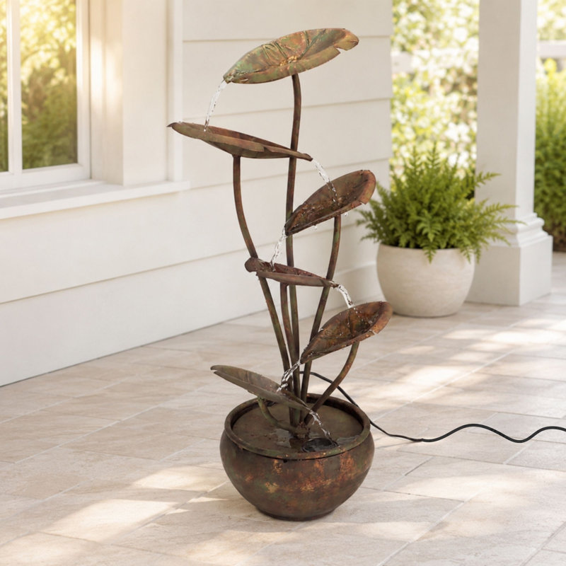 Bronze Metal Lotus Leaf Fountain 30.5"H