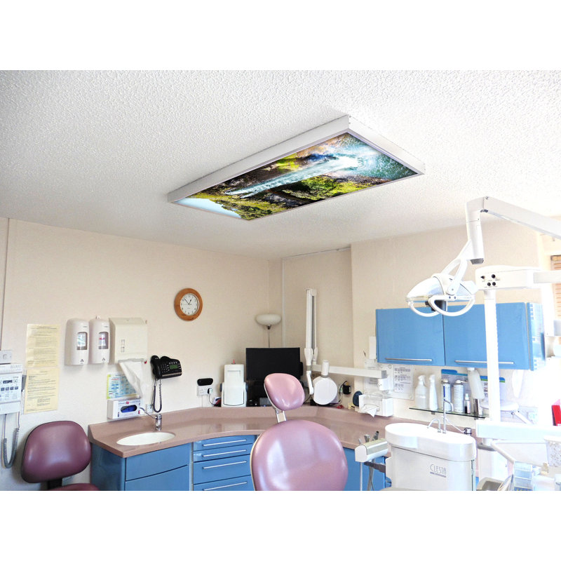 Waterfall Classroom Fluorescent Light Covers for Ceiling Lights - For 2x4 Fixture - by Octo Lights