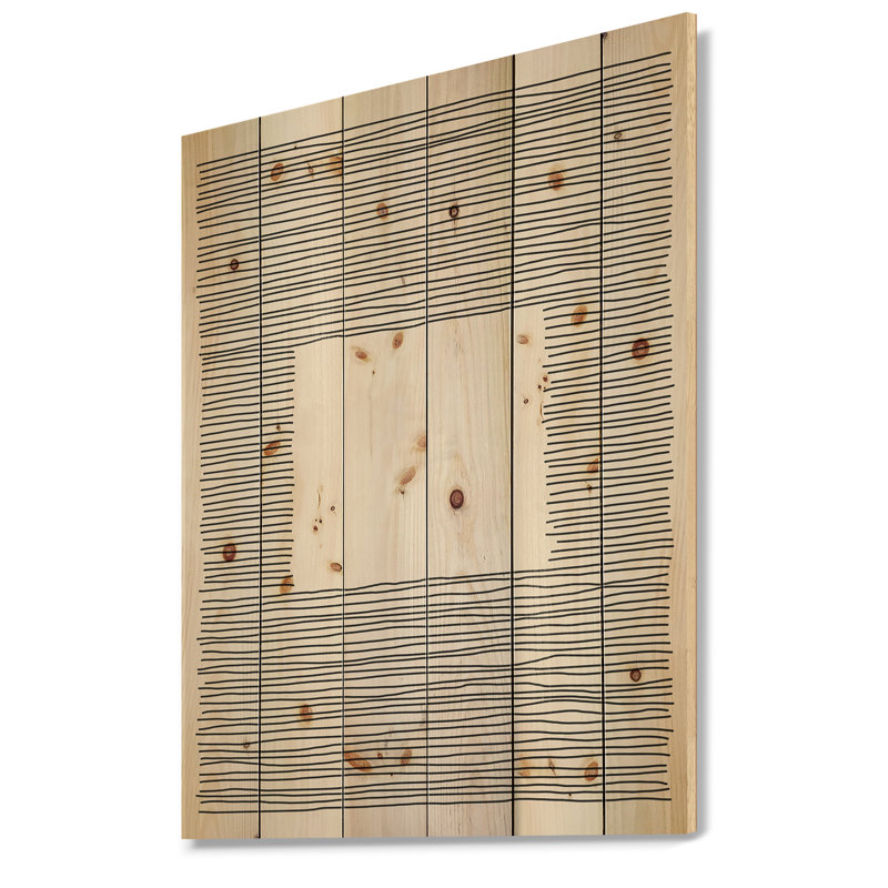 Minimal Geometric Lines And Squares III - Reproduction d'art sur bois sans cadre, H 32 po x l 24 po x P 1 po