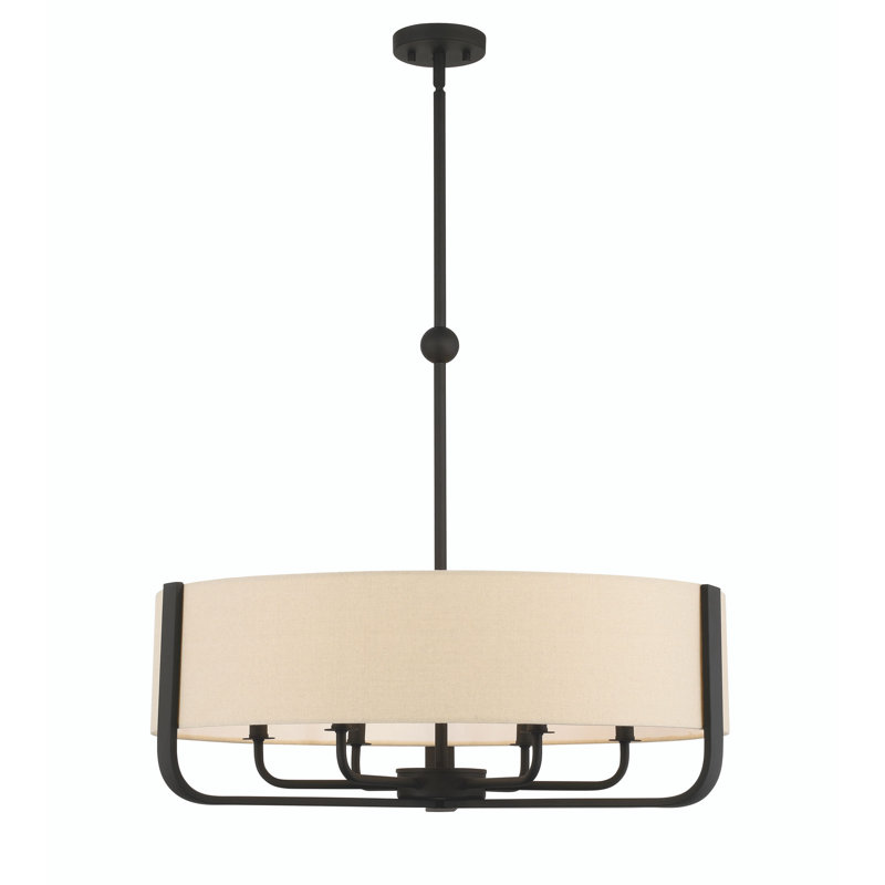 Varcesile 6 - Light Dimmable Drum Chandelier, Matte Black