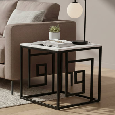 Abisoye 55cm Sofa Side Table for Living Room Furniture, Wood and Metal End Table