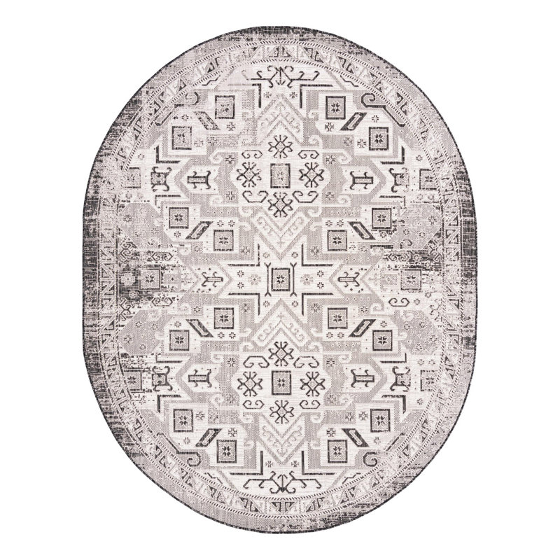 Tapis intérieur / extérieur bleu Alucard Southwestern, Ovale 7 pi 10 po x 10 pi
