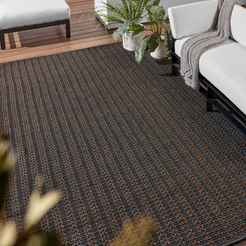 Tapis gris / brun en polypropylène tissé à la main Eidy, Rectangle 8 pi x 10 pi