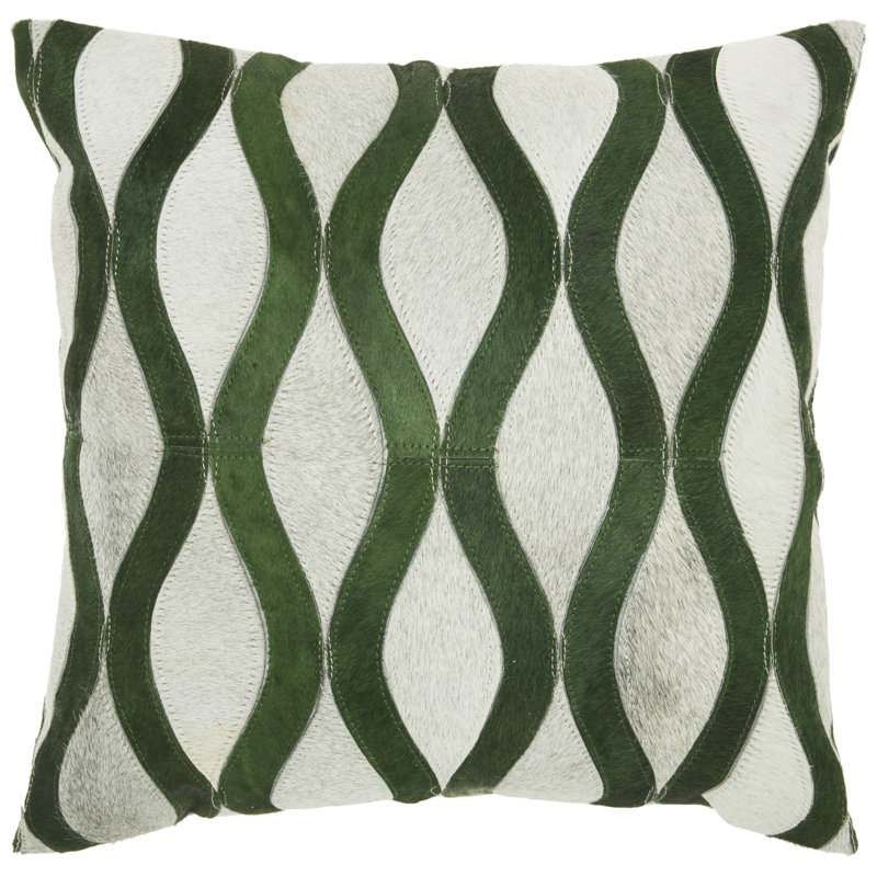 Geometric Leather/Suede Throw Pillow