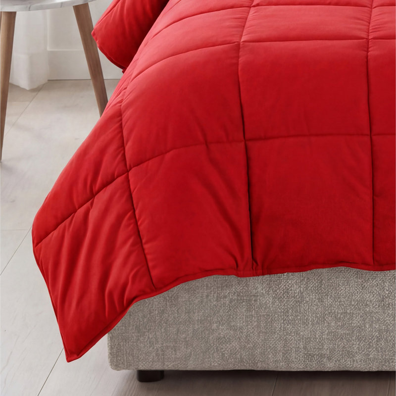 Édredon en duvet synthétique toutes saisons Grand Down - moelleux et hypoallergénique, Édredon très grand, Rouge